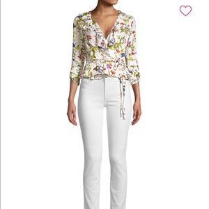 Milly Floral Ruffed Wrap Top